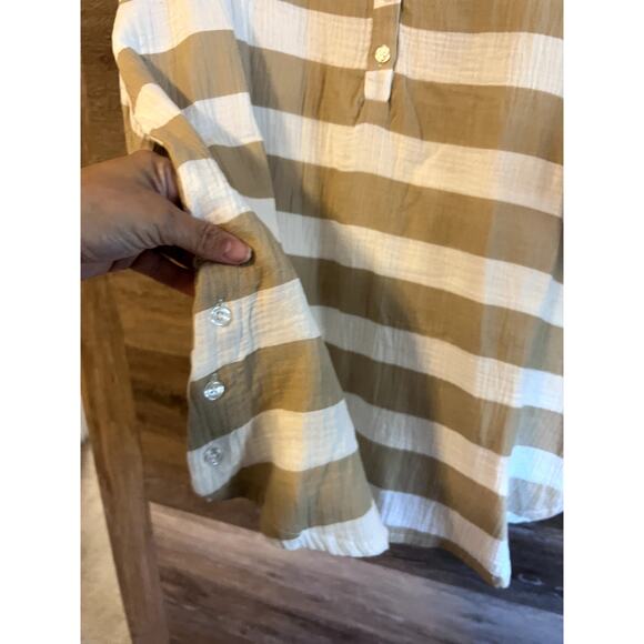 Kaktus Beach Cover up Size XL Stripped Gauze Tan White Swimwear Vacation NEW - Picture 5 of 10